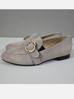 Ron White Kianna Flat Loafer Womens EU 39.5 Dune Gray Suede Slip On Buckle